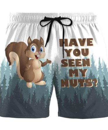 Funny Squirrel Graphic Shorts - 'Have You Seen My Nuts?' Forest Design