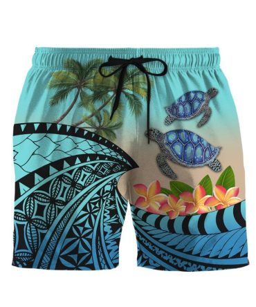 Tropical Turtle Beach Shorts - Vibrant Ocean Print Swim Trunks For Men