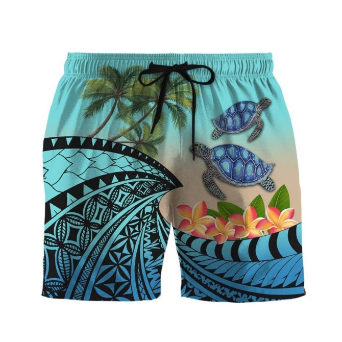 Tropical Turtle Beach Shorts - Vibrant Ocean Print Swim Trunks For Men