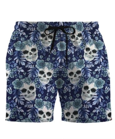 Men'S Floral Skull Swim Shorts - Cool & Trendy Beachwear For Summer Fun