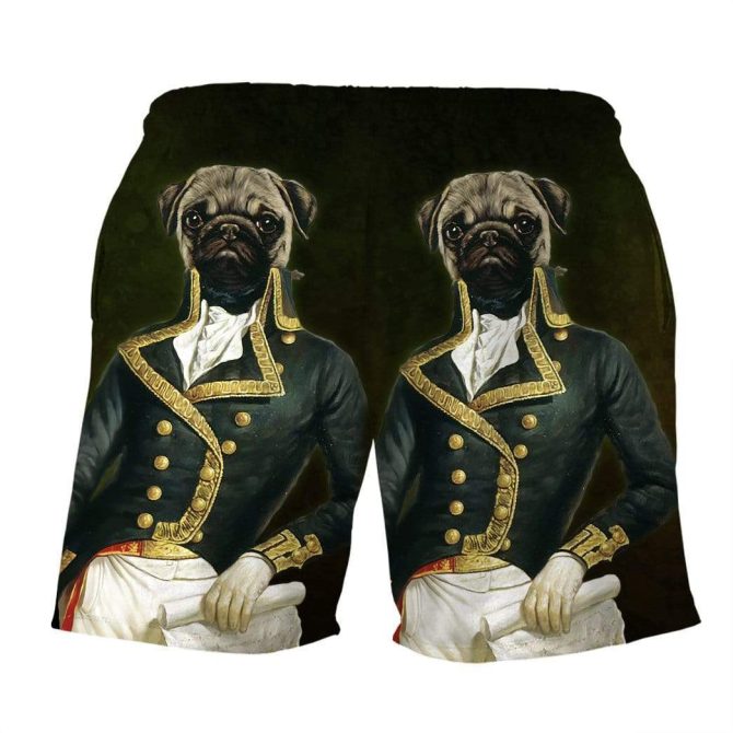 Quirky Pug Admiral Men'S Shorts - Fun Novelty Summer Wear For Dog Lovers - Image 2