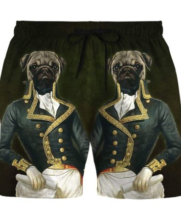 Quirky Pug Admiral Men'S Shorts - Fun Novelty Summer Wear For Dog Lovers