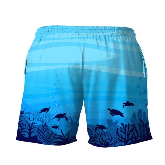 Tropical Sea Turtle Swim Shorts - Vibrant Ocean Print Beachwear For Men - Image 2