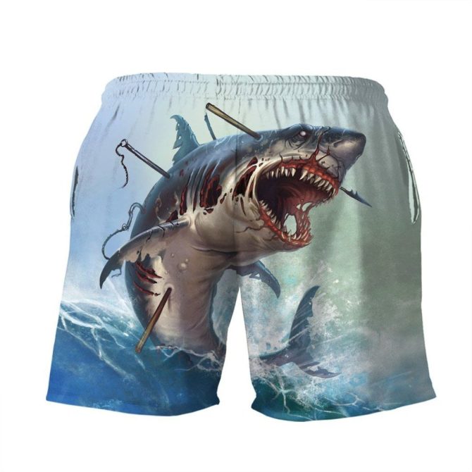 Men'S Shark Attack Swim Shorts – Bold Graphic Beachwear For Summer Fun - Image 2