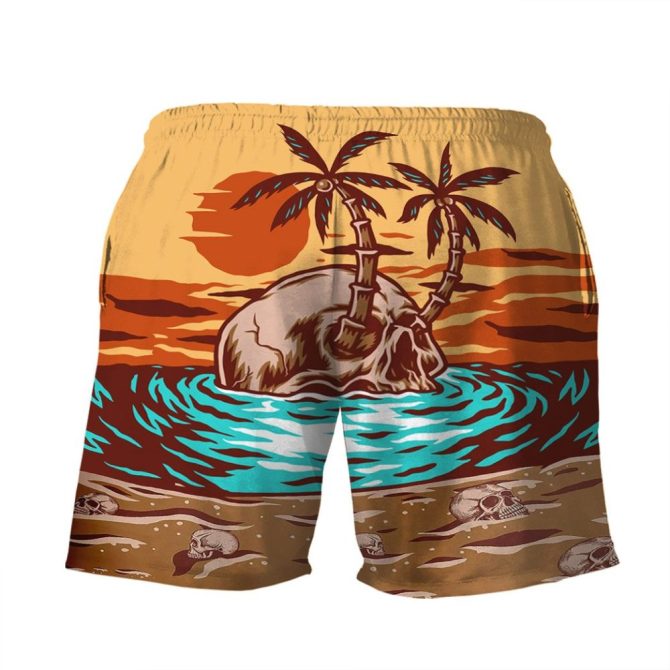 Skull Island Graphic Swim Shorts - Tropical Beachwear For Men - Vibrant Summer Style - Image 2