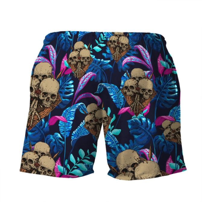 Men'S Tropical Skull Print Board Shorts - Vibrant Summer Beachwear - Image 2