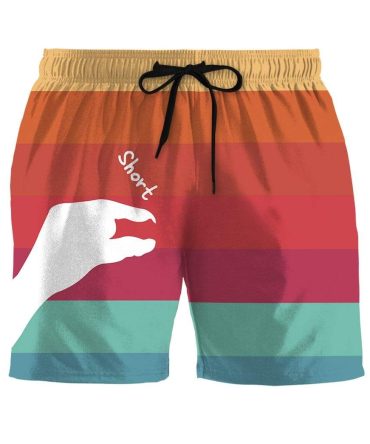 Colorful Retro Striped Men'S Swim Shorts With Drawstring – Summer Beachwear