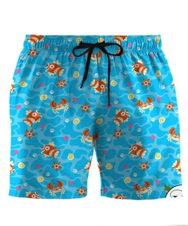 Vibrant Ocean-Themed Men'S Swim Shorts - Fun Crab & Fish Print - Quick-Dry Beachwear