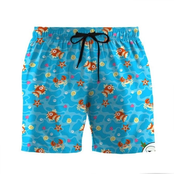 Vibrant Ocean-Themed Men'S Swim Shorts - Fun Crab & Fish Print - Quick-Dry Beachwear