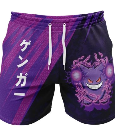Vibrant Purple Anime-Inspired Gym Shorts With Bold Character Design - Perfect For Summer Workouts!