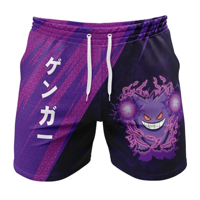 Vibrant Purple Anime-Inspired Gym Shorts With Bold Character Design - Perfect For Summer Workouts!