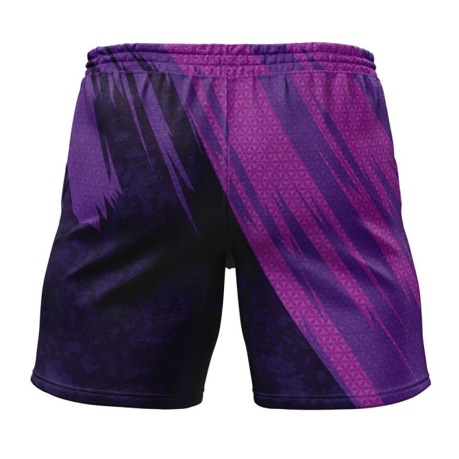 Vibrant Purple Anime-Inspired Gym Shorts With Bold Character Design - Perfect For Summer Workouts! - Image 2