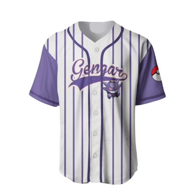 Catch 'Em All: Gengar Striped Baseball Jersey – Perfect For Pokémon Fans! - Image 2