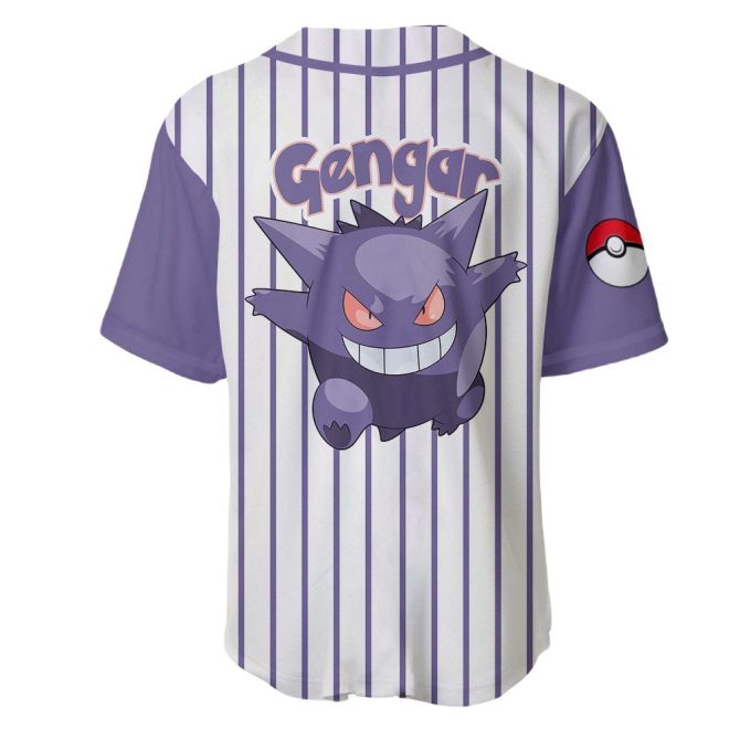Catch 'Em All: Gengar Striped Baseball Jersey – Perfect For Pokémon Fans! - Image 3