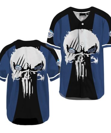 Skull Design Baseball Jersey - Cool Blue & Black - Unisex - Perfect For Fans & Casual Wear!