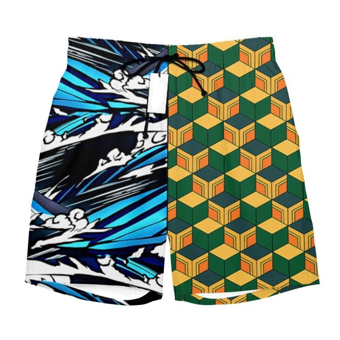 Stylish Geometric & Wave Pattern Men'S Swim Shorts - 2 Pack For Beach & Pool Fun - Image 2