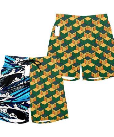 Stylish Geometric & Wave Pattern Men'S Swim Shorts - 2 Pack For Beach & Pool Fun