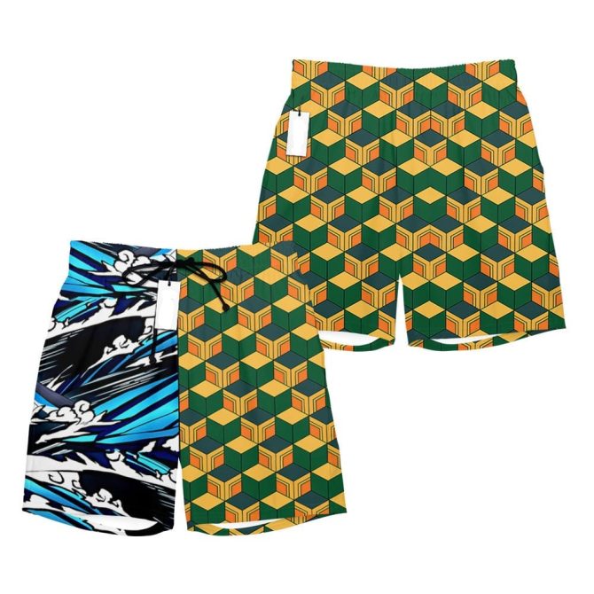 Stylish Geometric & Wave Pattern Men'S Swim Shorts - 2 Pack For Beach & Pool Fun