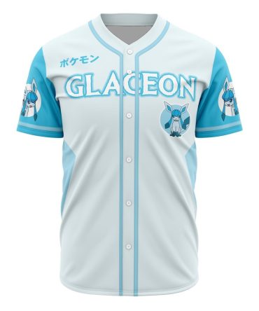 Glaceon Pokémon Baseball Jersey - Cool Blue & White Design For Fans