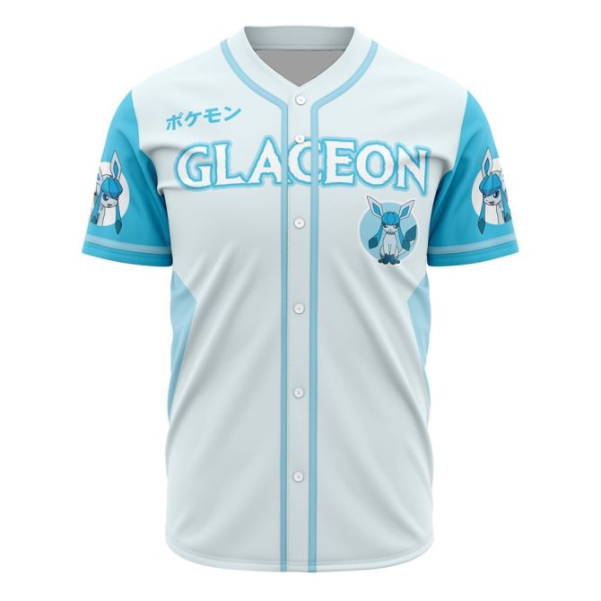 Glaceon Pokémon Baseball Jersey - Cool Blue & White Design For Fans