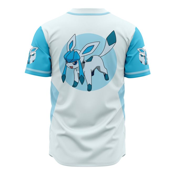 Glaceon Pokémon Baseball Jersey - Cool Blue & White Design For Fans - Image 2