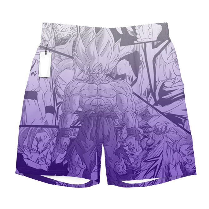 Anime-Inspired Purple Swim Shorts - Bold Graphic Design, Perfect For Beach & Pool Fun - Image 3
