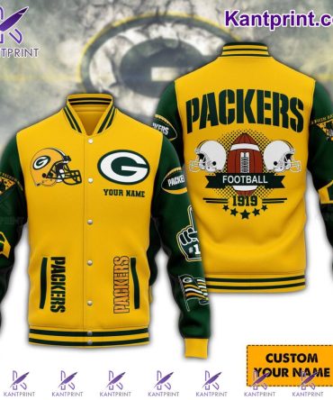 Custom Packers Varsity Jacket - Personalize Your Name - Green & Yellow Football Fan Gear