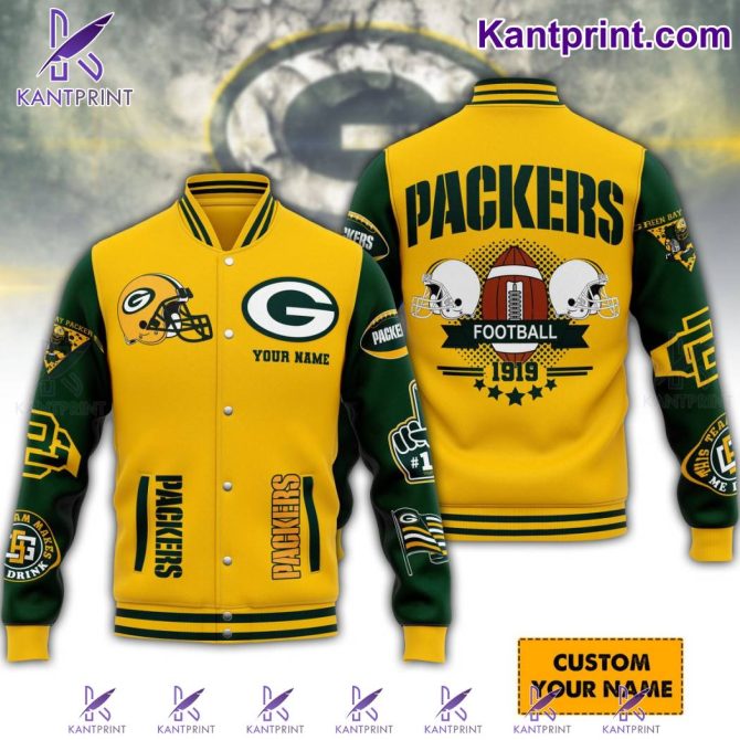 Custom Packers Varsity Jacket - Personalize Your Name - Green & Yellow Football Fan Gear