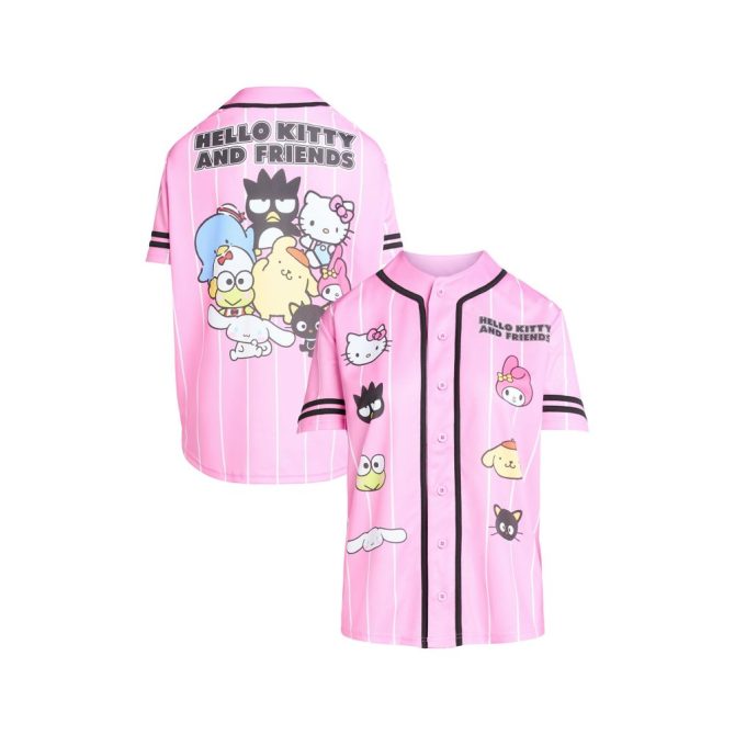 Pink Hello Kitty & Friends Baseball Jersey - Cute Anime Shirt For Kids & Adults