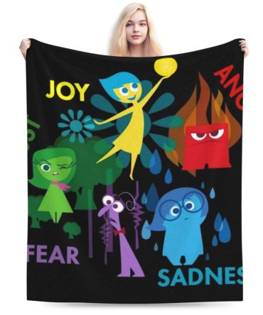Cozy Inside Out Fleece Blanket - Vibrant Emotions Design For Comfort & Style