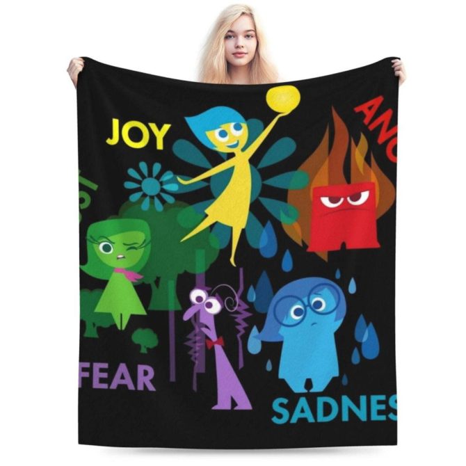 Cozy Inside Out Fleece Blanket - Vibrant Emotions Design For Comfort & Style