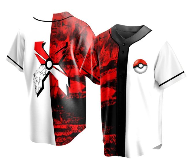 Stylish Red & White Graphic Baseball Jersey - Perfect For Fans & Casual Wear