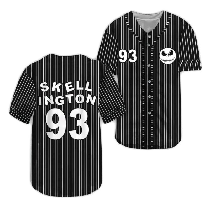 Jack Skellington Striped Baseball Jersey – Gothic Style Fan Apparel
