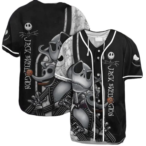 Unisex Jack Skellington Baseball Jersey - Nightmare Before Christmas Fans' Must-Have!