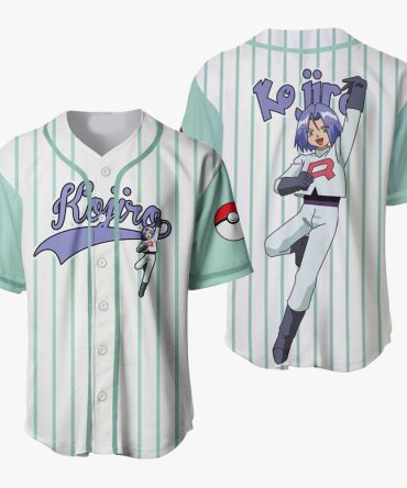 Team Rocket Kojiro Baseball Jersey – Anime Fan Apparel With Stripes & Iconic Design