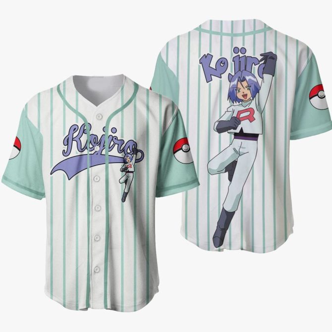 Team Rocket Kojiro Baseball Jersey – Anime Fan Apparel With Stripes & Iconic Design