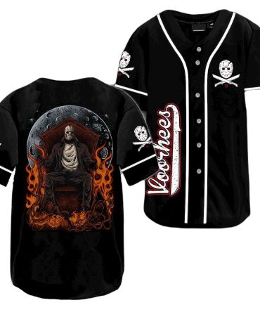 Horror-Themed Black Baseball Jersey – Unique Graphic Design For Fans