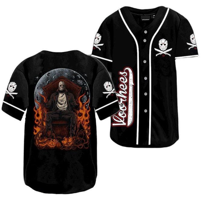 Horror-Themed Black Baseball Jersey – Unique Graphic Design For Fans