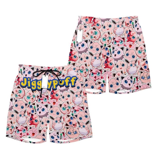 Jigglypuff Patterned Swim Shorts For Kids - Fun & Stylish Beachwear
