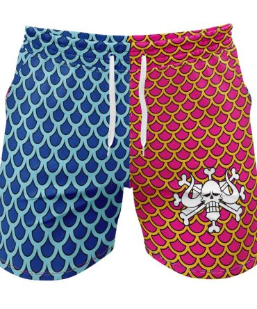 Vibrant Mermaid Scale Swim Shorts With Skull Design – Unisex Quick-Dry Beachwear