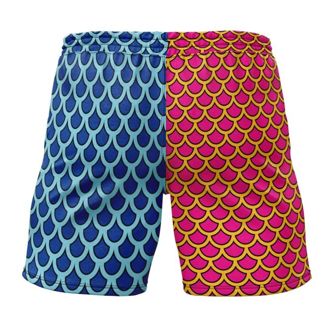 Vibrant Mermaid Scale Swim Shorts With Skull Design – Unisex Quick-Dry Beachwear - Image 2