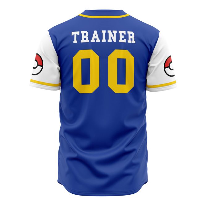 Limited Edition Kanto Baseball Jersey - Stylish Blue Unisex Design With Iconic Pokeball Sleeves - Image 2