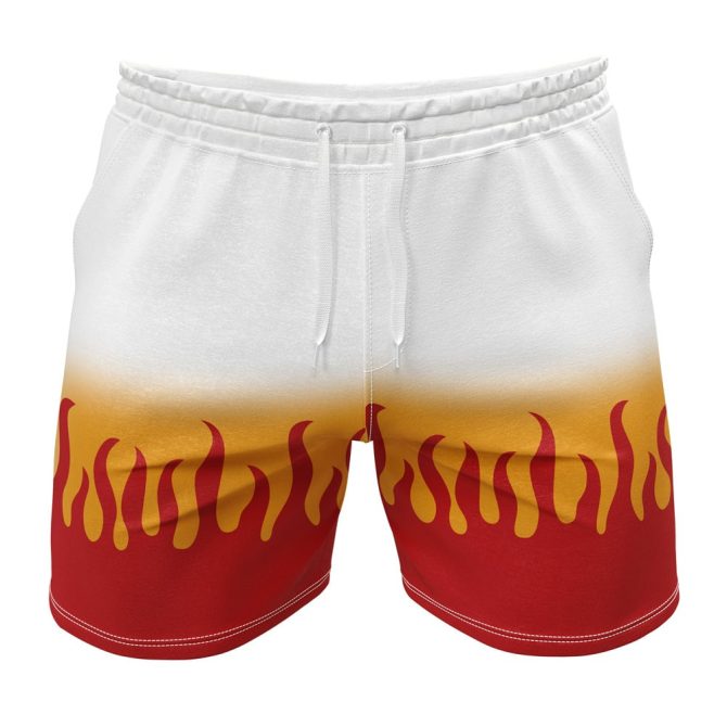 Men'S Flame Print Athletic Shorts - Bold, Comfortable, Perfect For Workouts & Summer Fun