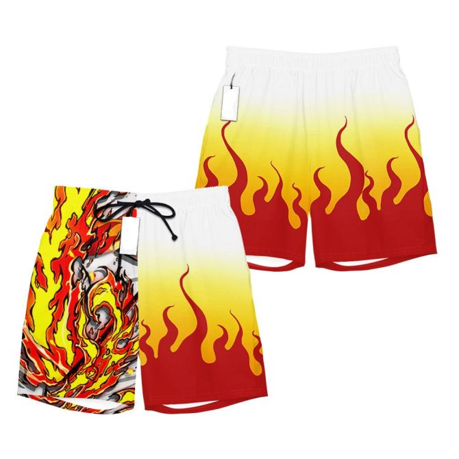 Men'S Fire Flame Swim Shorts - Bold Beachwear For Summer Fun & Style
