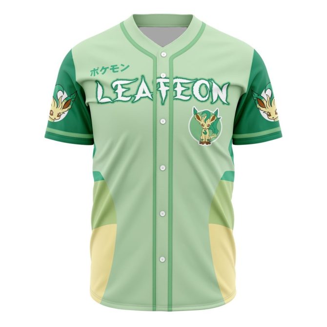 Leafeon Baseball Jersey - Stylish Green Anime Fan Gear For Pokémon Lovers