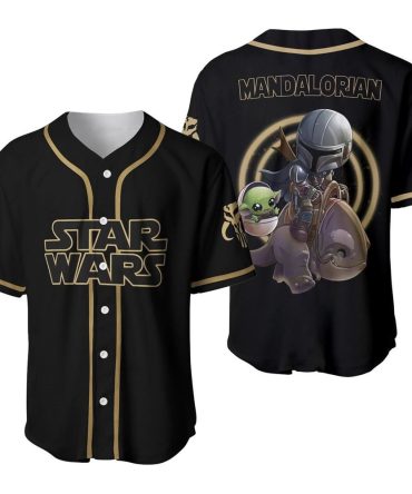 Star Wars Mandalorian Baseball Jersey - Grogu & Mando Graphic Tee - Unisex Fan Apparel