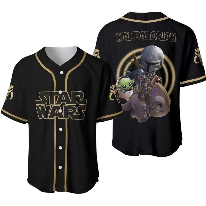 Star Wars Mandalorian Baseball Jersey - Grogu & Mando Graphic Tee - Unisex Fan Apparel