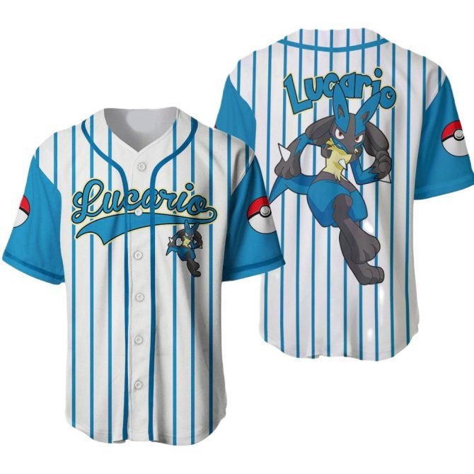 Stylish Lucario Baseball Jersey – Perfect For Pokémon Fans! Unisex Design, Comfortable Fit, Great Gift Idea!