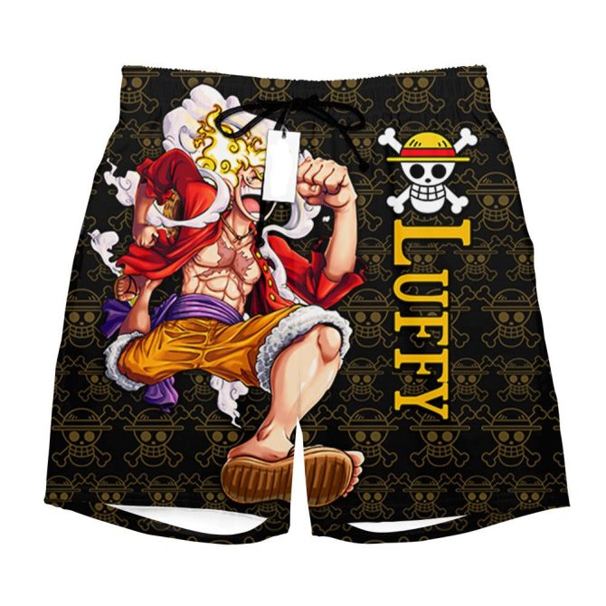 Anime Pirate King Luffy Shorts - Stylish Men'S Swimwear With Iconic Print - Image 2