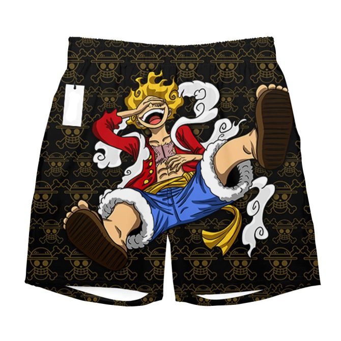 Anime Pirate King Luffy Shorts - Stylish Men'S Swimwear With Iconic Print - Image 3